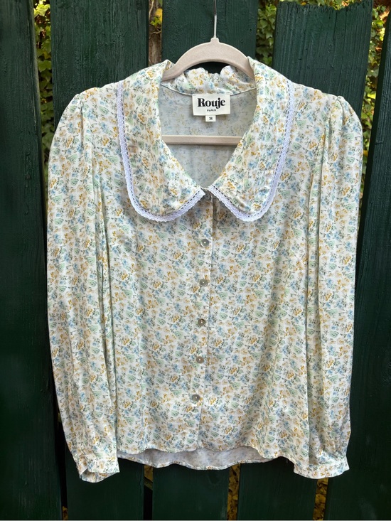 Rouje Tops - Rouje Paris YASNA Floral Blouse Top Size 36 (US 4/S) 100% Viscose Lace Collar